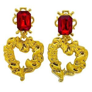 NEW vintage runway style glass gold plated statement earrings
